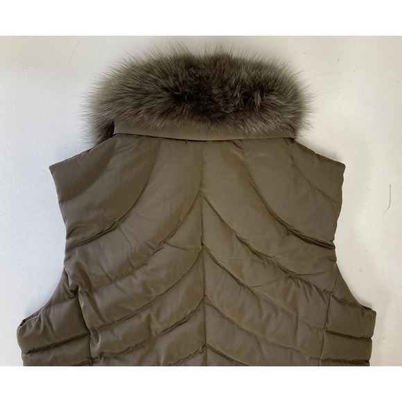 Wilson's Leather Quilted Vest, Brown Zip Front, Pockets, Fox Fur Collar- Sz Med - Picture 10 of 11